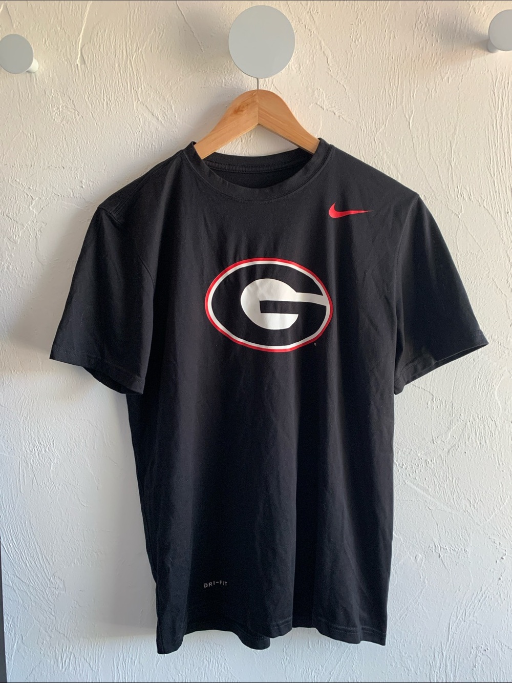 Nike Black Short-Sleeve Tee with Red and White Georgia G Logo